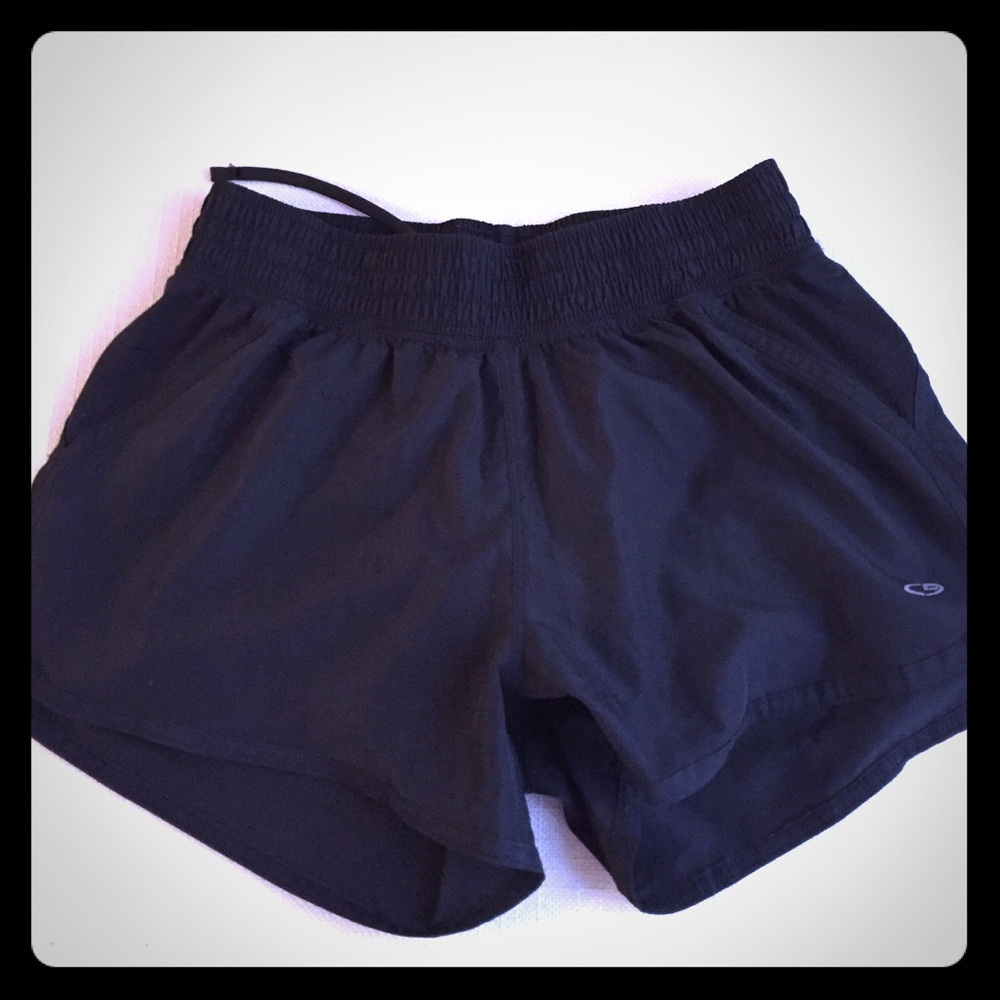 Black champion running shorts!